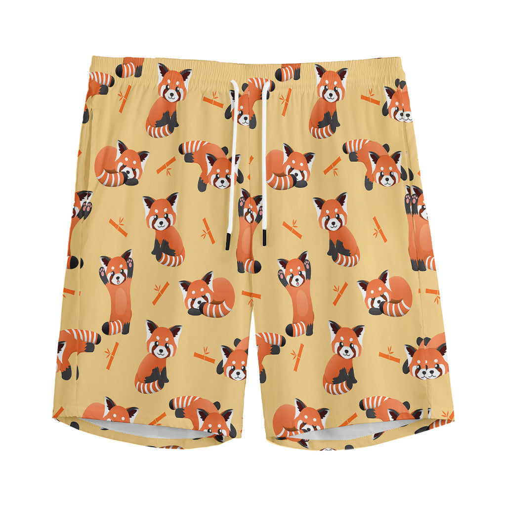 Cute Red Panda And Bamboo Pattern Print Men's Sports Shorts