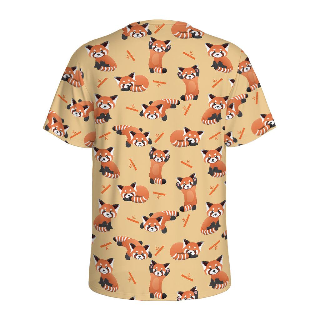 Cute Red Panda And Bamboo Pattern Print Men's Sports T-Shirt