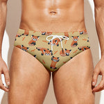 Cute Red Panda And Bamboo Pattern Print Men's Swim Briefs