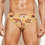 Cute Red Panda And Bamboo Pattern Print Men's Swim Briefs