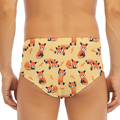 Cute Red Panda And Bamboo Pattern Print Men's Triangle Swim Briefs