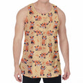 Cute Red Panda And Bamboo Pattern Print Men's Velvet Tank Top