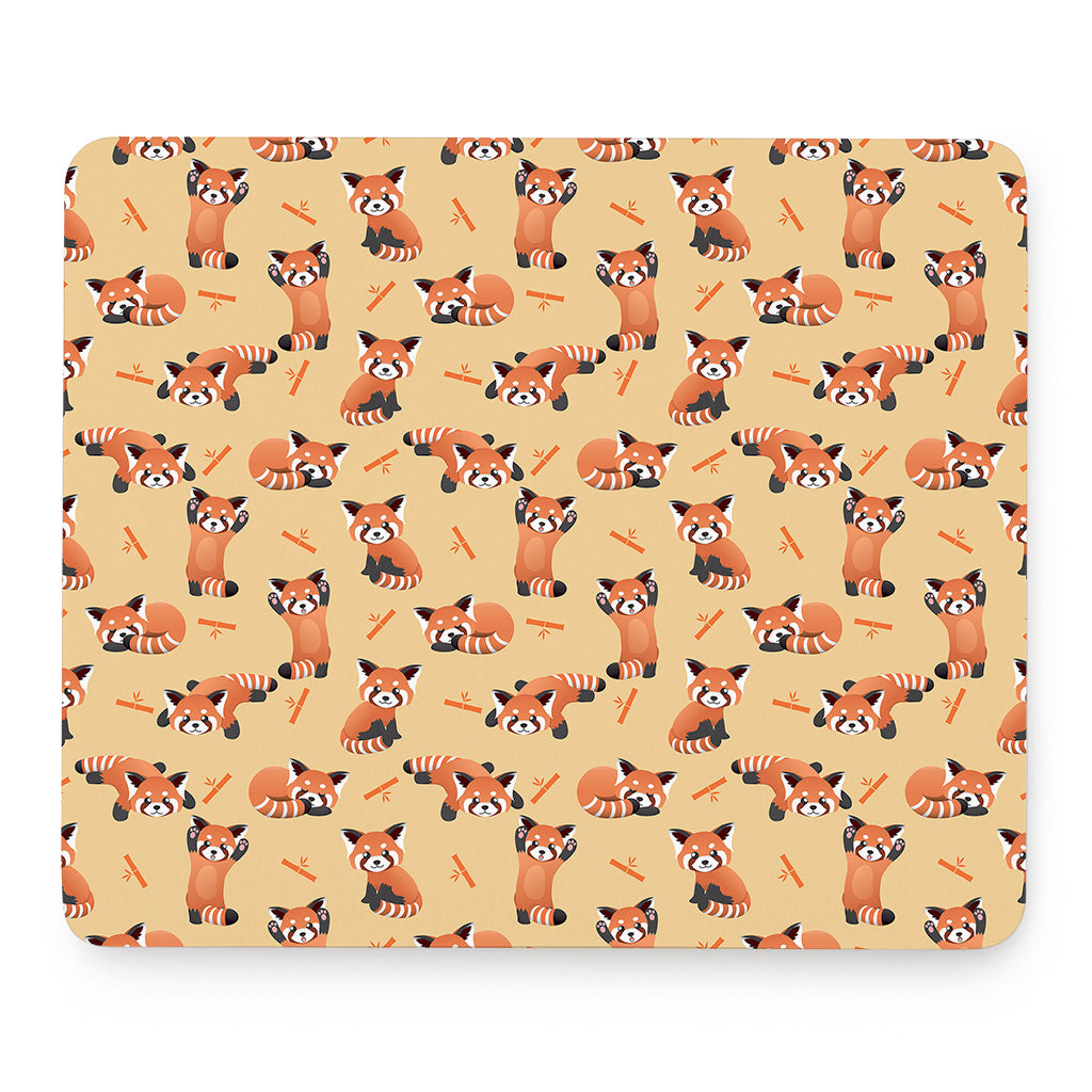 Cute Red Panda And Bamboo Pattern Print Mouse Pad