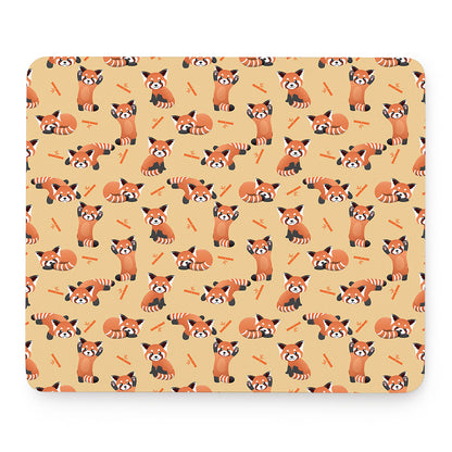 Cute Red Panda And Bamboo Pattern Print Mouse Pad