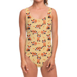 Cute Red Panda And Bamboo Pattern Print One Piece Swimsuit