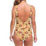 Cute Red Panda And Bamboo Pattern Print One Piece Swimsuit