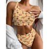 Cute Red Panda And Bamboo Pattern Print One Shoulder Bikini Top