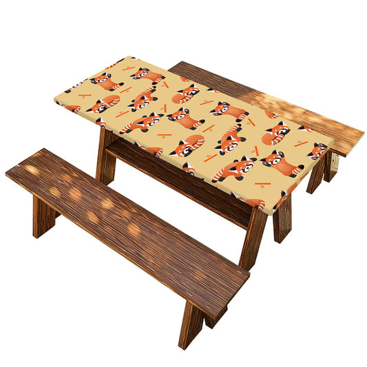 Cute Red Panda And Bamboo Pattern Print Picnic Table Cover