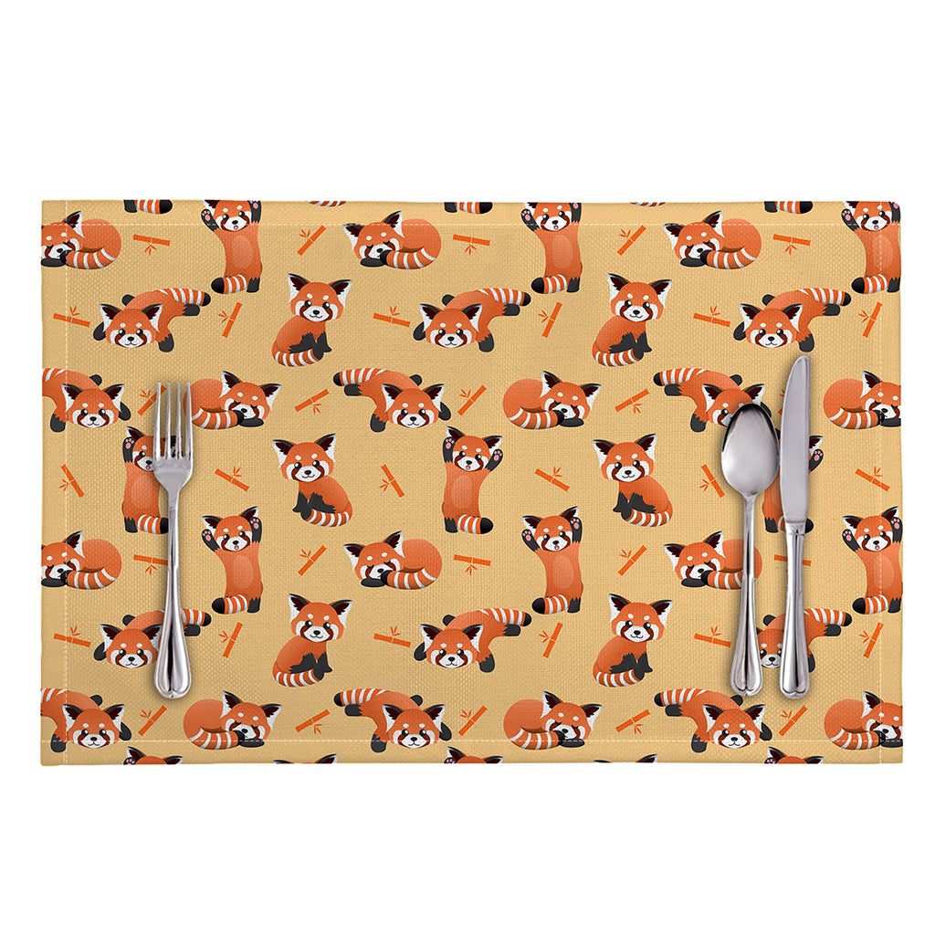 Cute Red Panda And Bamboo Pattern Print Placemat