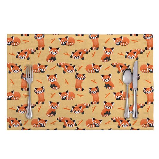 Cute Red Panda And Bamboo Pattern Print Placemat
