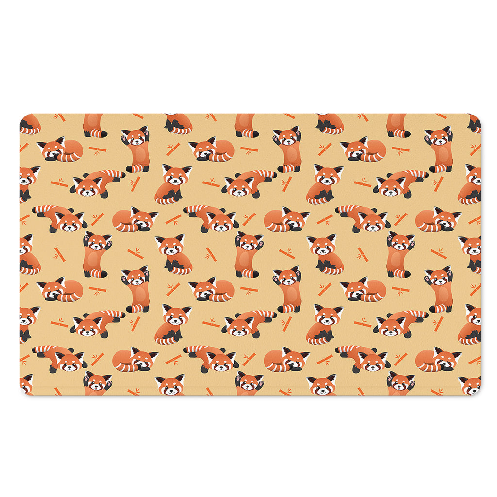 Cute Red Panda And Bamboo Pattern Print Polyester Doormat
