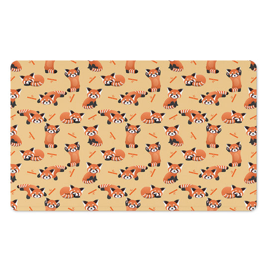 Cute Red Panda And Bamboo Pattern Print Polyester Doormat