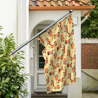 Cute Red Panda And Bamboo Pattern Print Polyester Flag
