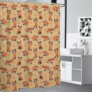 Cute Red Panda And Bamboo Pattern Print Premium Shower Curtain