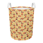 Cute Red Panda And Bamboo Pattern Print Round Laundry Basket