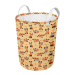 Cute Red Panda And Bamboo Pattern Print Round Laundry Basket
