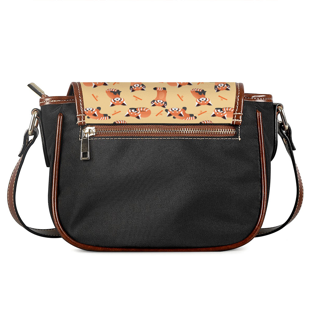 Cute Red Panda And Bamboo Pattern Print Saddle Bag