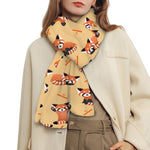 Cute Red Panda And Bamboo Pattern Print Scarf