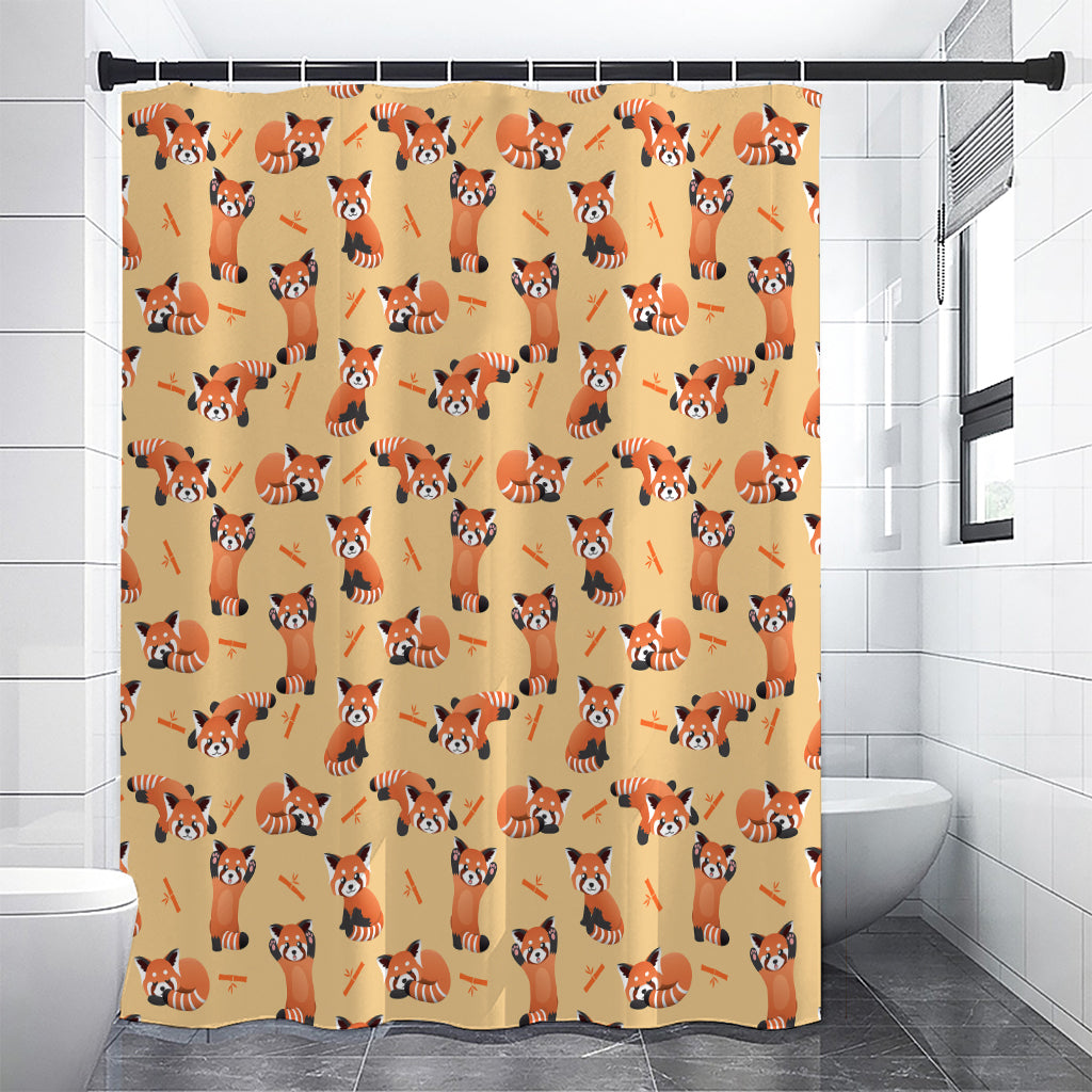 Cute Red Panda And Bamboo Pattern Print Shower Curtain