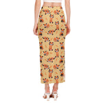 Cute Red Panda And Bamboo Pattern Print Side Slit Maxi Skirt