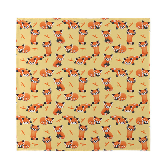 Cute Red Panda And Bamboo Pattern Print Silk Bandana