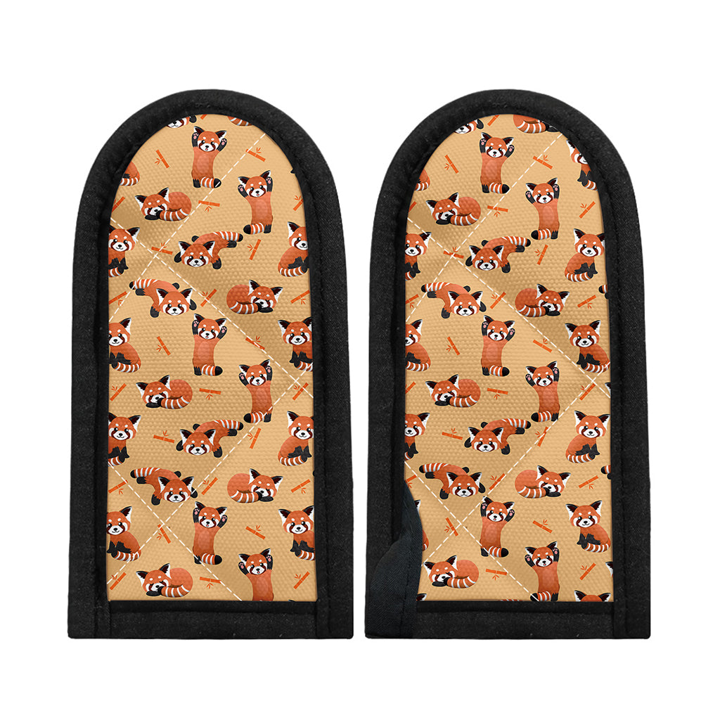 Cute Red Panda And Bamboo Pattern Print Skillet Handle Cover