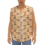 Cute Red Panda And Bamboo Pattern Print Sleeveless Baseball Jersey