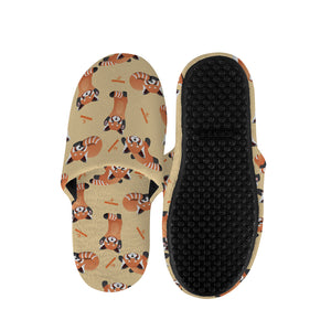 Cute Red Panda And Bamboo Pattern Print Slippers