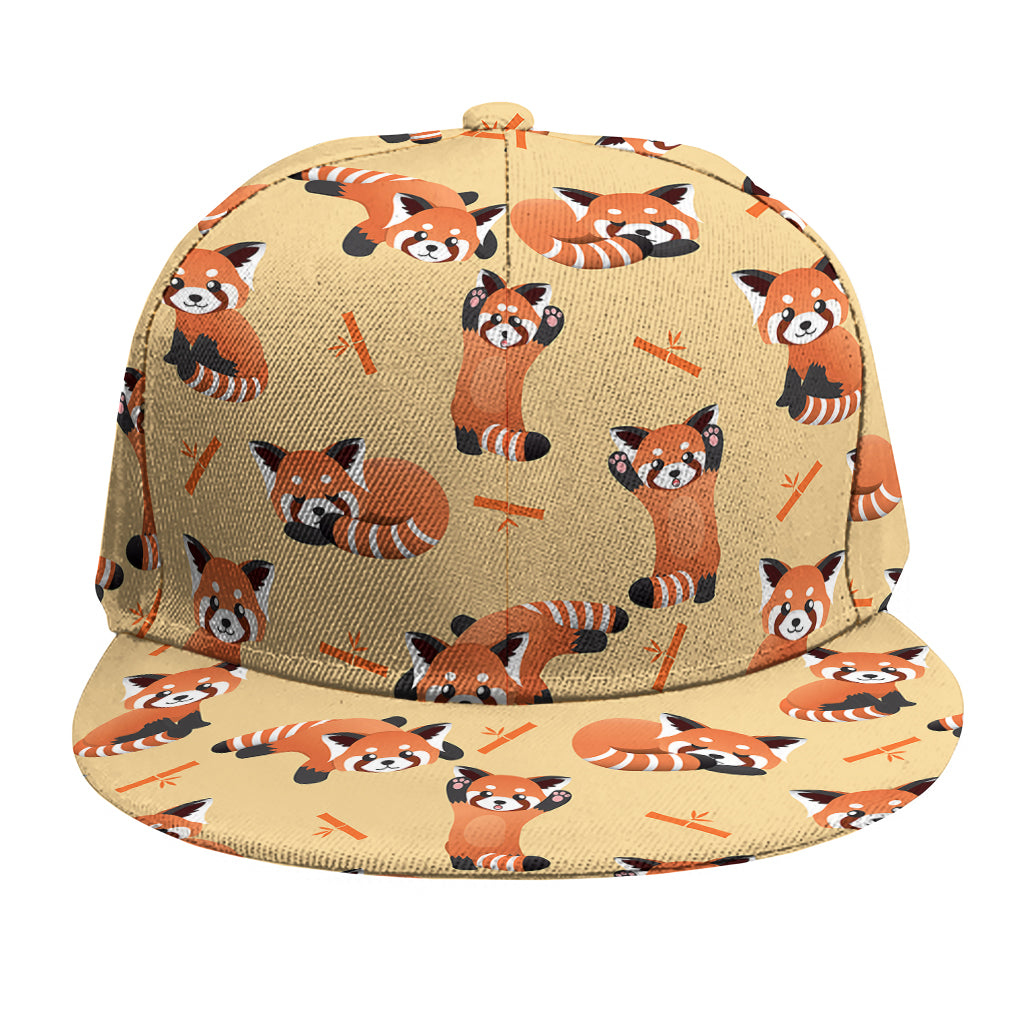 Cute Red Panda And Bamboo Pattern Print Snapback Cap