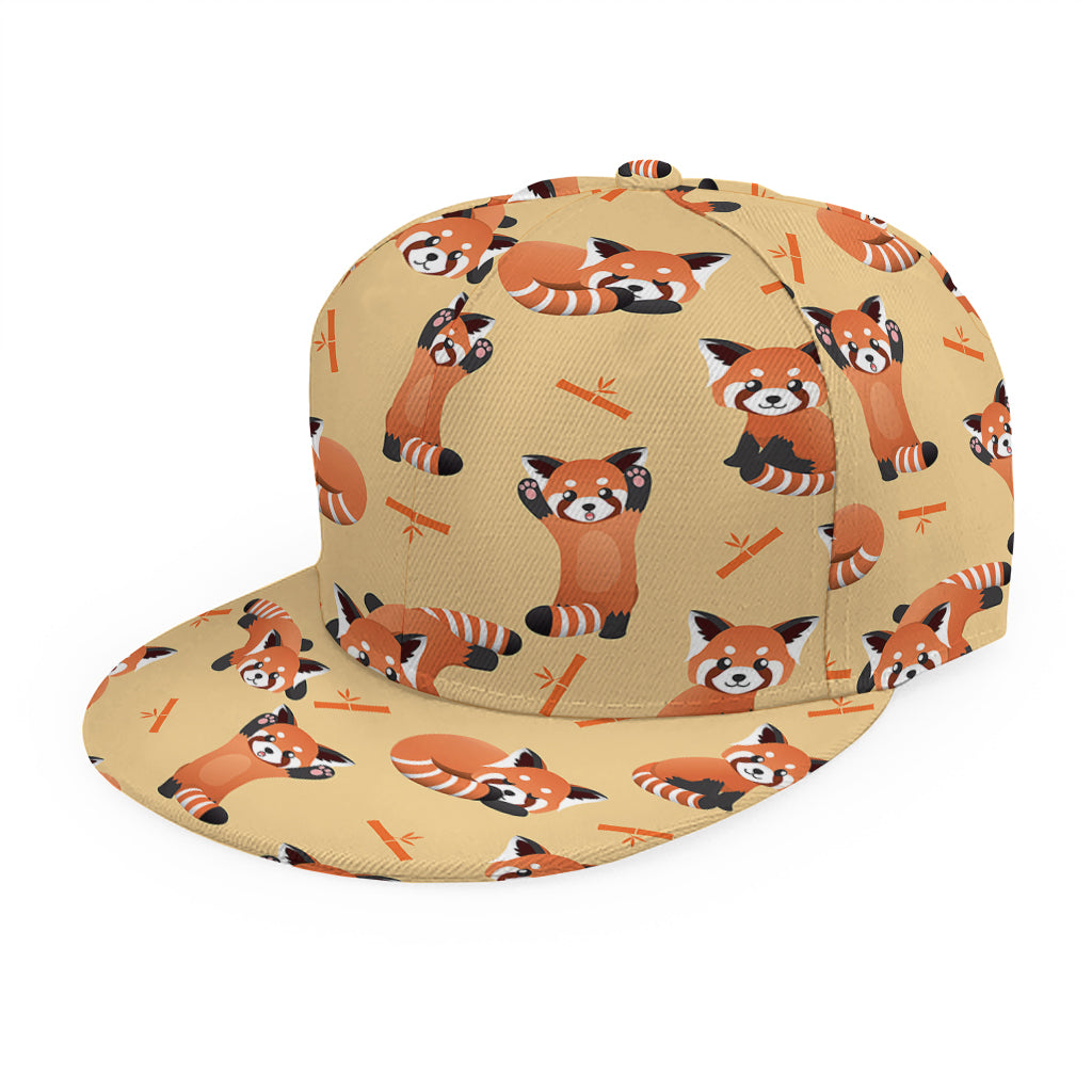 Cute Red Panda And Bamboo Pattern Print Snapback Cap