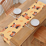 Cute Red Panda And Bamboo Pattern Print Table Runner