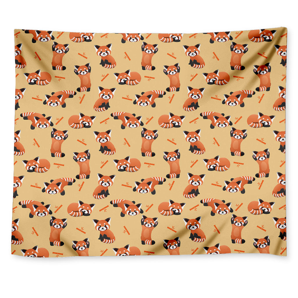 Cute Red Panda And Bamboo Pattern Print Tapestry