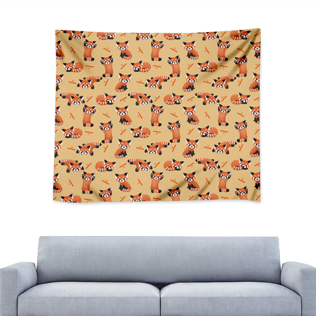 Cute Red Panda And Bamboo Pattern Print Tapestry