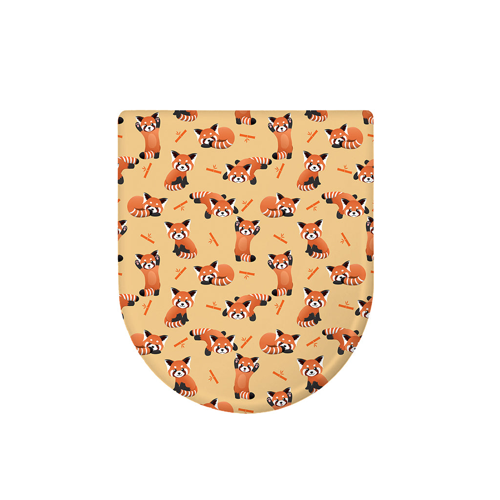 Cute Red Panda And Bamboo Pattern Print Toilet Lid Cover