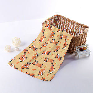 Cute Red Panda And Bamboo Pattern Print Towel