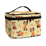 Cute Red Panda And Bamboo Pattern Print Travel Makeup Bag