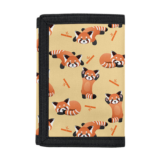 Cute Red Panda And Bamboo Pattern Print Trifold Wallet