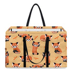 Cute Red Panda And Bamboo Pattern Print Utility Tote Bag
