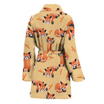 Cute Red Panda And Bamboo Pattern Print Women's Bathrobe