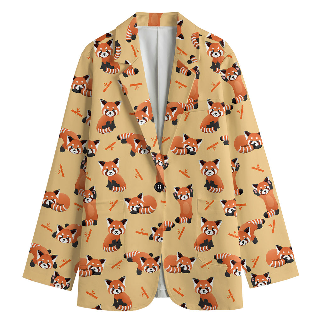 Cute Red Panda And Bamboo Pattern Print Women's Blazer