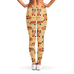 Cute Red Panda And Bamboo Pattern Print Women's Leggings