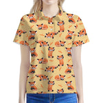 Cute Red Panda And Bamboo Pattern Print Women's Polo Shirt