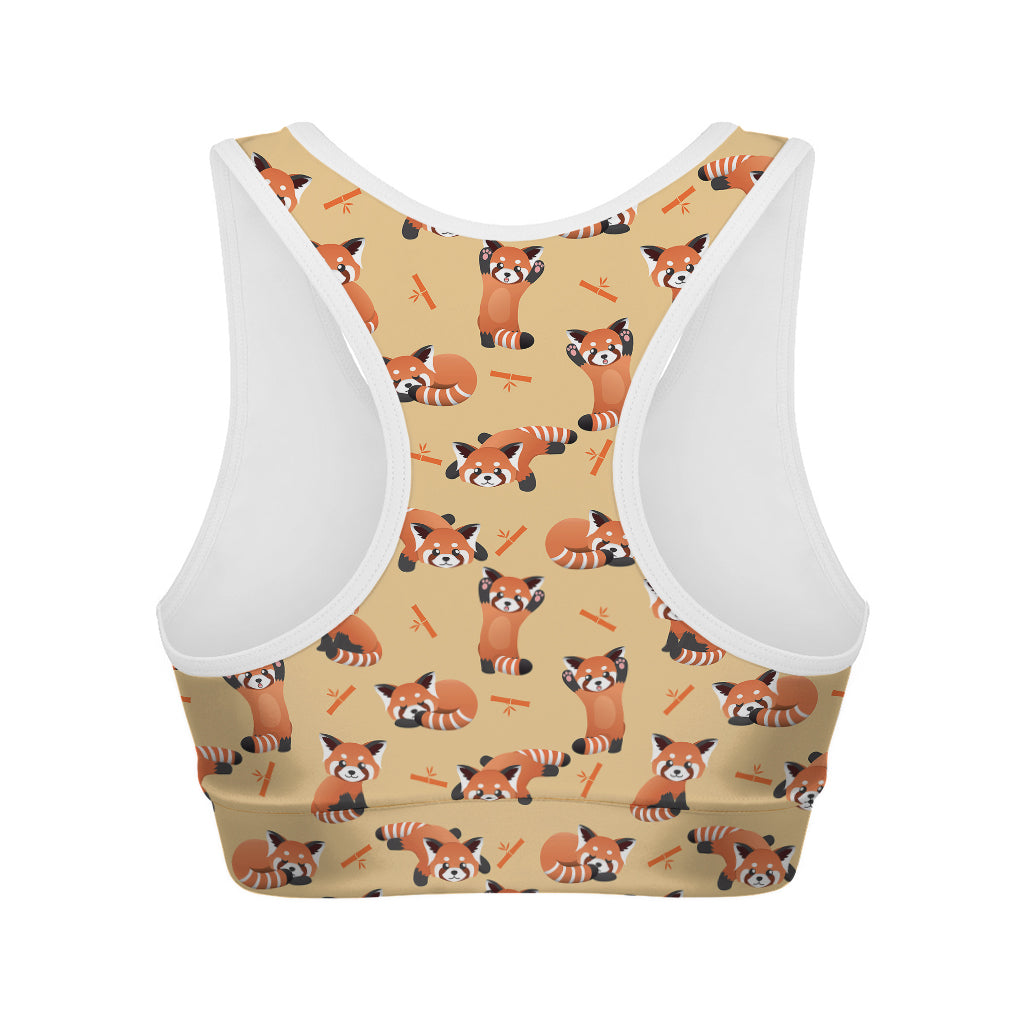 Cute Red Panda And Bamboo Pattern Print Women's Sports Bra