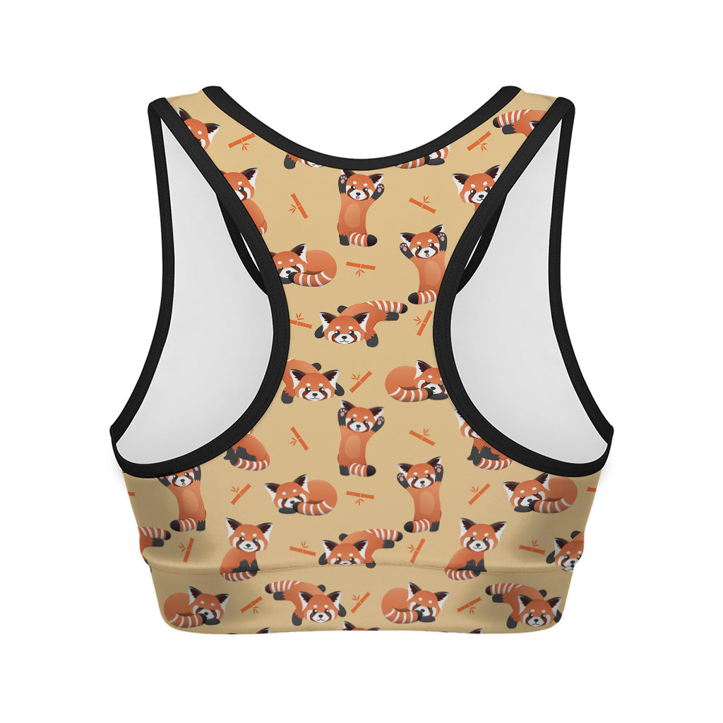 Cute Red Panda And Bamboo Pattern Print Women's Sports Bra