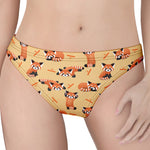 Cute Red Panda And Bamboo Pattern Print Women's Thong