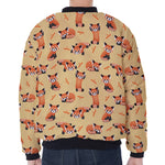 Cute Red Panda And Bamboo Pattern Print Zip Sleeve Bomber Jacket