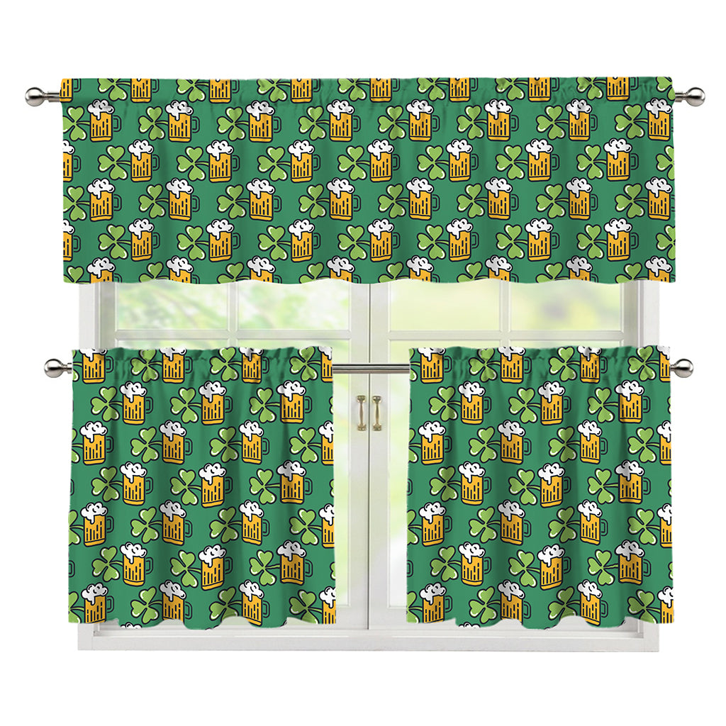 Cute Saint Patrick's Day Pattern Print 3 Piece Kitchen Curtains