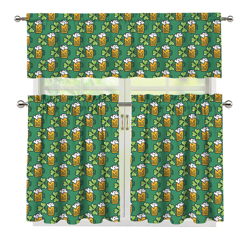 Cute Saint Patrick's Day Pattern Print 3 Piece Kitchen Curtains