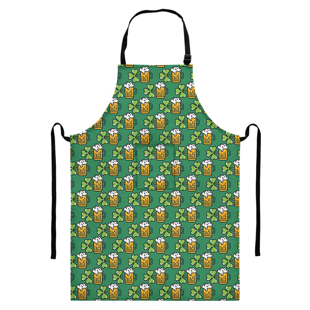 Cute Saint Patrick's Day Pattern Print Bib Apron With Pocket