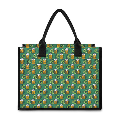 Cute Saint Patrick's Day Pattern Print Canvas Tote Bag